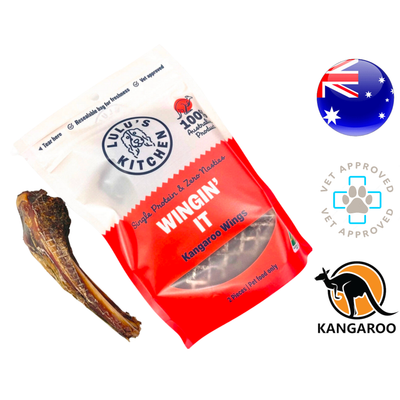 Rover Pet Products Wingn It Kangaroo Wings Dog Treats, an exotic and healthy snack for dogs. Available at North York pet stores.	