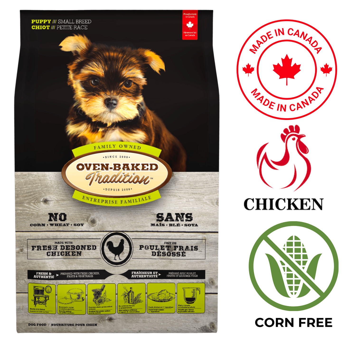 Oven-Baked Tradition Puppy Small Breed Chicken Dry Dog Food 5 lb, high-quality puppy food for small breeds. Made with chicken and oven-baked to retain nutrients and flavor.	