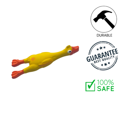 BuD'z Yellow Latex Duck Squeaker Dog, made of soft latex and high-quality materials for durability and long-lasting use, soft and flexible for safe play, provides tactile stimulation and encourages interactive play.