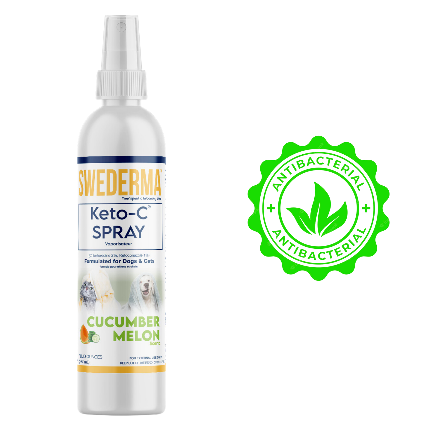 Effective SWEDERMA Therapeutic KETO-C Spray, 237 mL, ideal for treating pet skin conditions at Toronto pet shops.