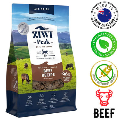 ZIWI Beef Air Dried Cat Food, 1 Kg, a high-protein diet that supports cat health with natural ingredients.	