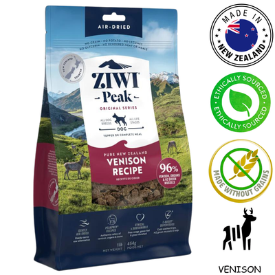 ZIWI Venison Air Dried Dog Food, 454 Grams, a premium diet that offers essential nutrients for dogs.	