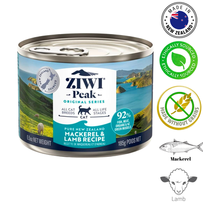 ZIWI Mackerel & Lamb Canned Cat Food, 6.5 Oz, a hearty and nutritious meal that supports cat health with natural ingredients.	