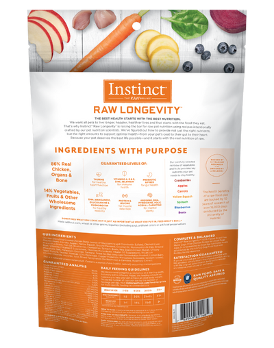 Instinct Raw Longevity Freeze Dried Raw Meals Adult 7 Plus Chicken Dog 9.5 Oz, supports senior dogs with raw nutrition. Perfect for pet stores in North York, Toronto.