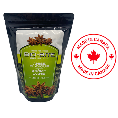 "Bio-Bite Anise 1lb - Nutrient-rich supplement for horses promoting digestion, vitality, and immune function with natural anti-inflammatory and antioxidant properties."