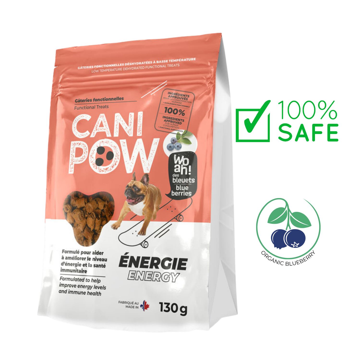 Grand Cru Cani Pow Energy Treats, promotes energy and vitality in dogs, made with natural ingredients, grain-free and nutritious.