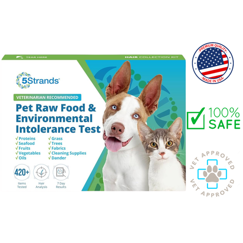 5Strands intolerance test kit for pets for raw food and environmental allergies with hair collection kit
