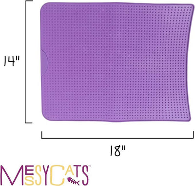 Messy Cats Silicone Litter Mat With Graduated Spikes 18" x 14" Purple, perfect for keeping litter contained. Durable and easy to clean, ideal for any cat owner.