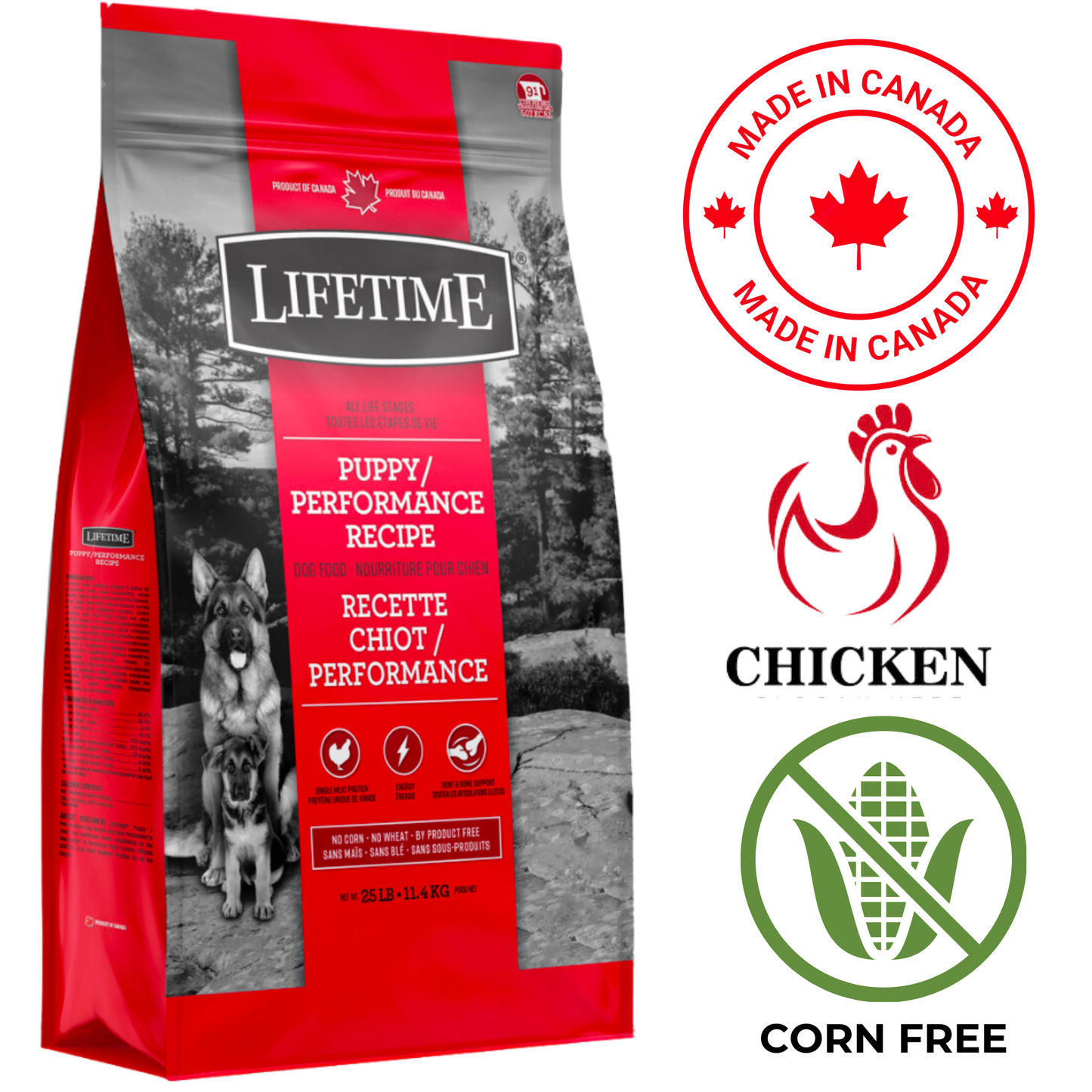 Lifetime All Life Puppy Performance Dog Food 11.4 Kg, specially formulated for puppies. Rich in protein and essential nutrients to support growth and development.	