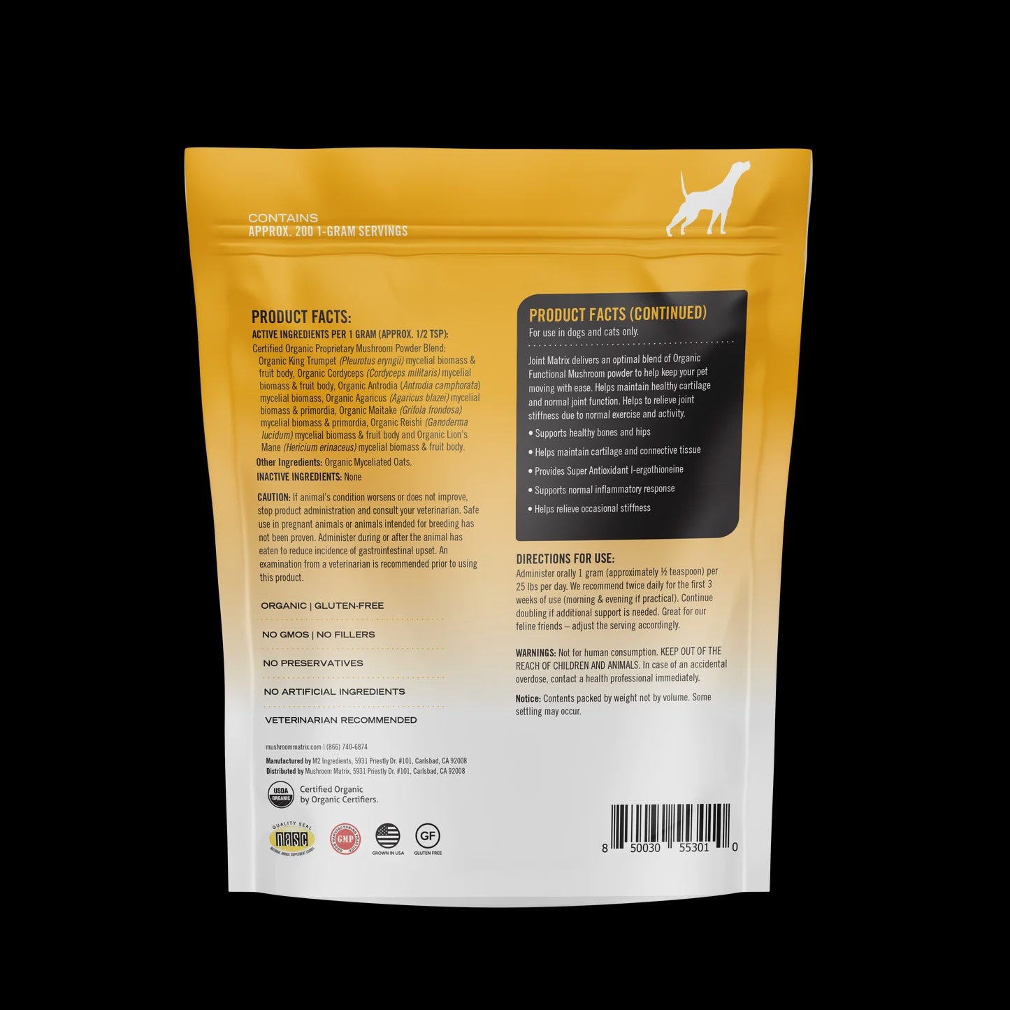 Canine Matrix Joint Flexibility Matrix Dog and Cat 100g, an easy-to-mix powder blend made from high-quality ingredients, supports healthy joints and mobility with naturally occurring glucosamine and antioxidants like l-ergothioneine, helps maintain normal inflammatory responses and joint flexibility for active and comfortable pets​​​​.