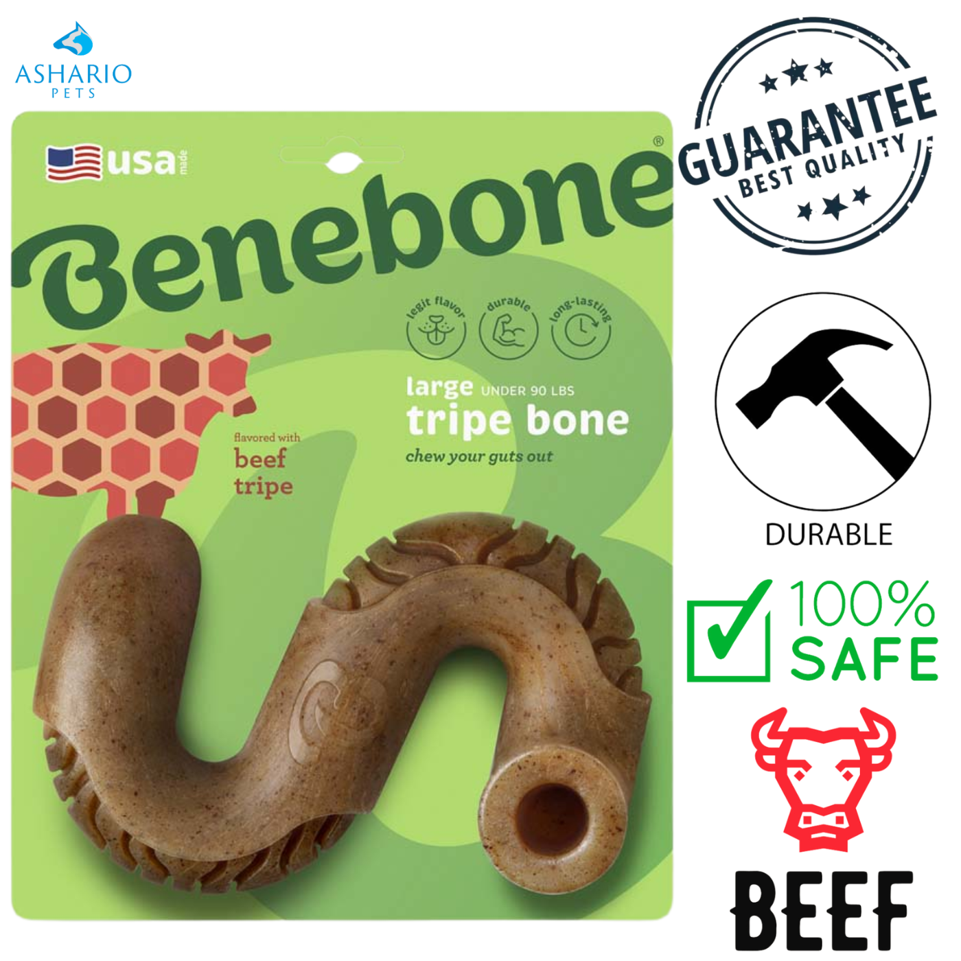 Benebone - Beef Tripe Bone Flavoured Dog Chew Toy