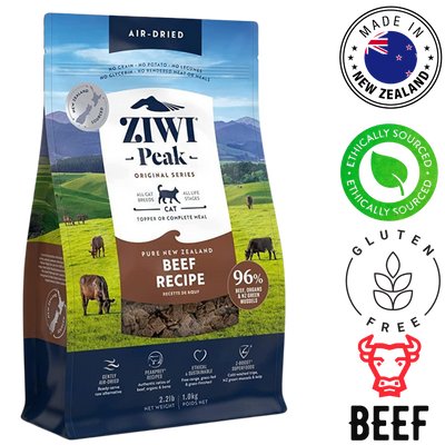 ZIWI Beef Air Dried Cat Food, 1 Kg, a high-protein diet that supports cat health with natural ingredients.	