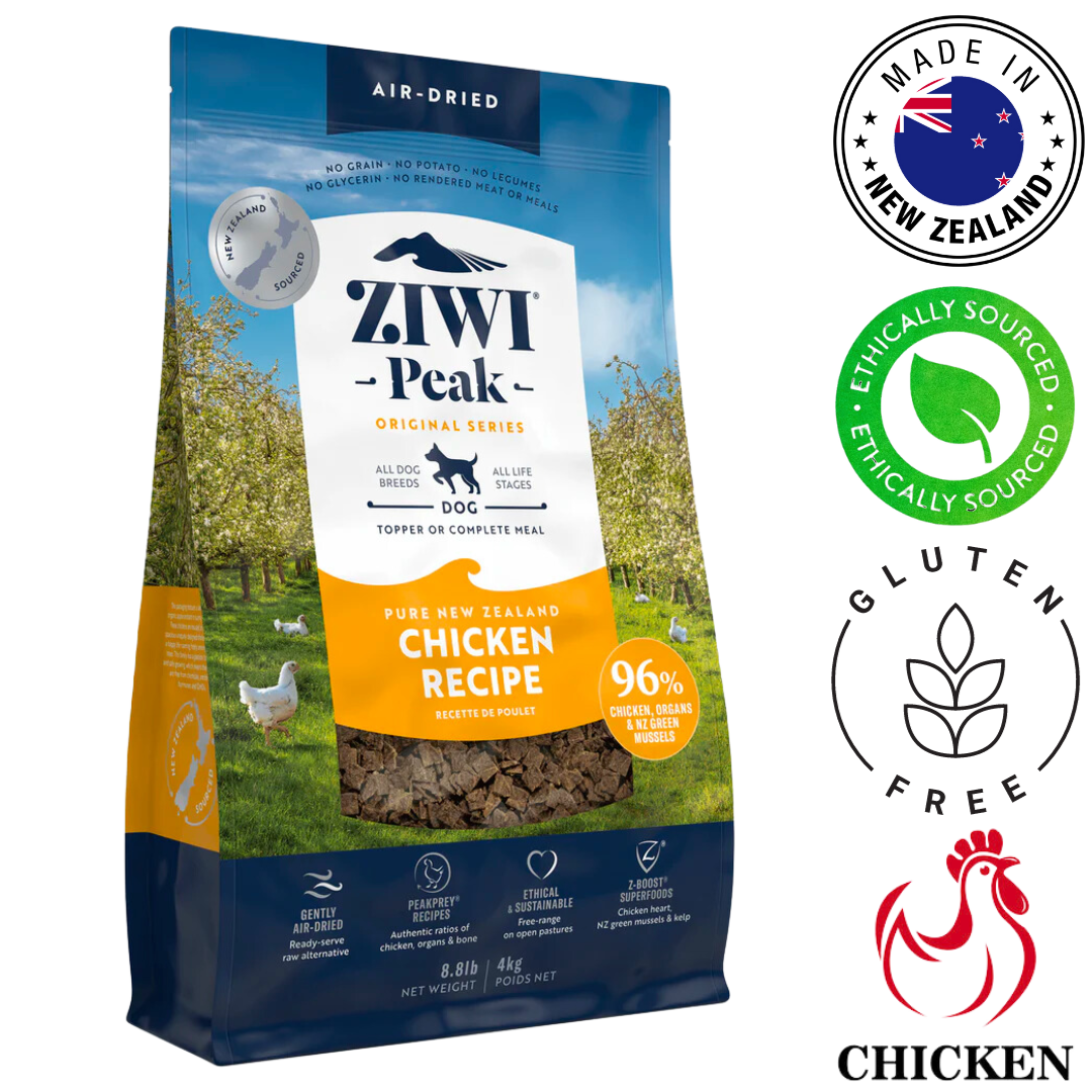 High-protein ZIWI Chicken Air Dried Dog Food, 4 Kg, ideal for promoting a healthy lifestyle and balanced nutrition for dogs.