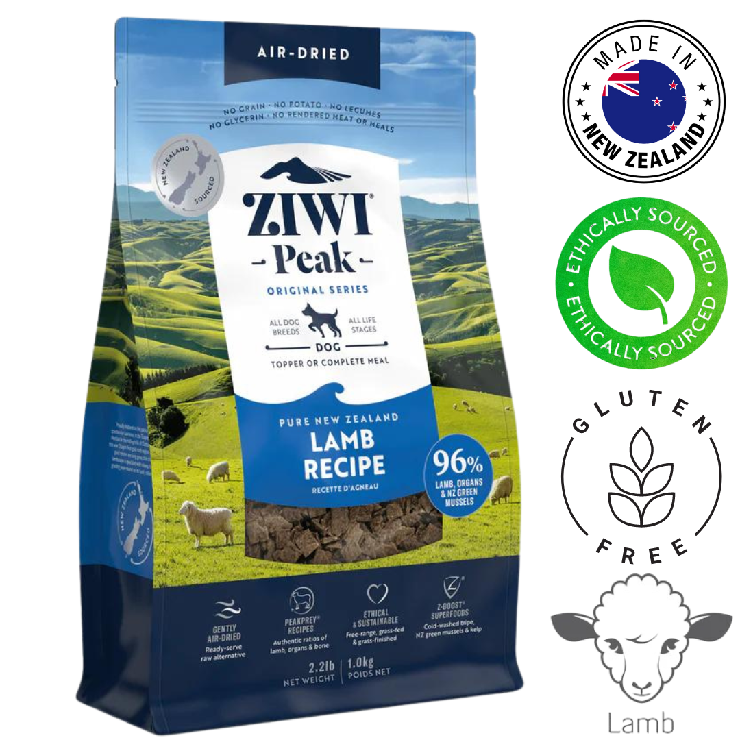 High-protein ZIWI Lamb Air Dried Dog Food, 1 Kg, ideal for promoting a healthy lifestyle and balanced nutrition for dogs.