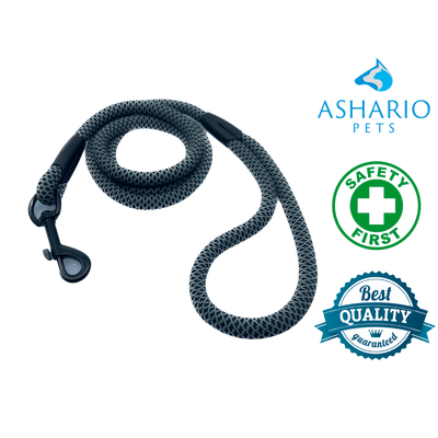 Ashario Pets SoloPup Dog Leash in Gray, high-quality, adjustable design for safe and comfortable walks