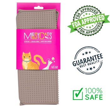 Messy Cats Silicone Litter Mat With Graduated Spikes 18" x 14" Grey, perfect for keeping litter contained. Durable and easy to clean, ideal for any cat owner.