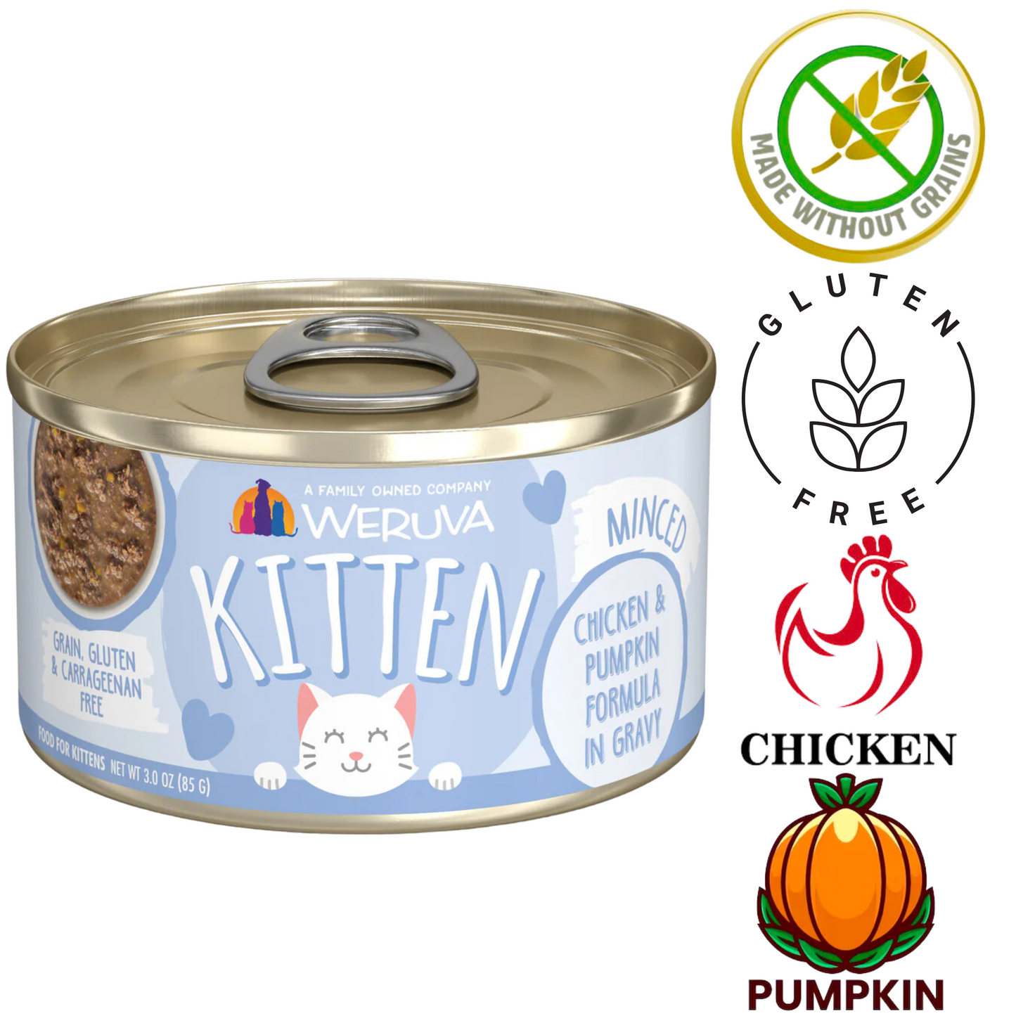 Weruva - Kitten Chicken & Pumpkin In Gravy Canned Cat Food - 3 Oz