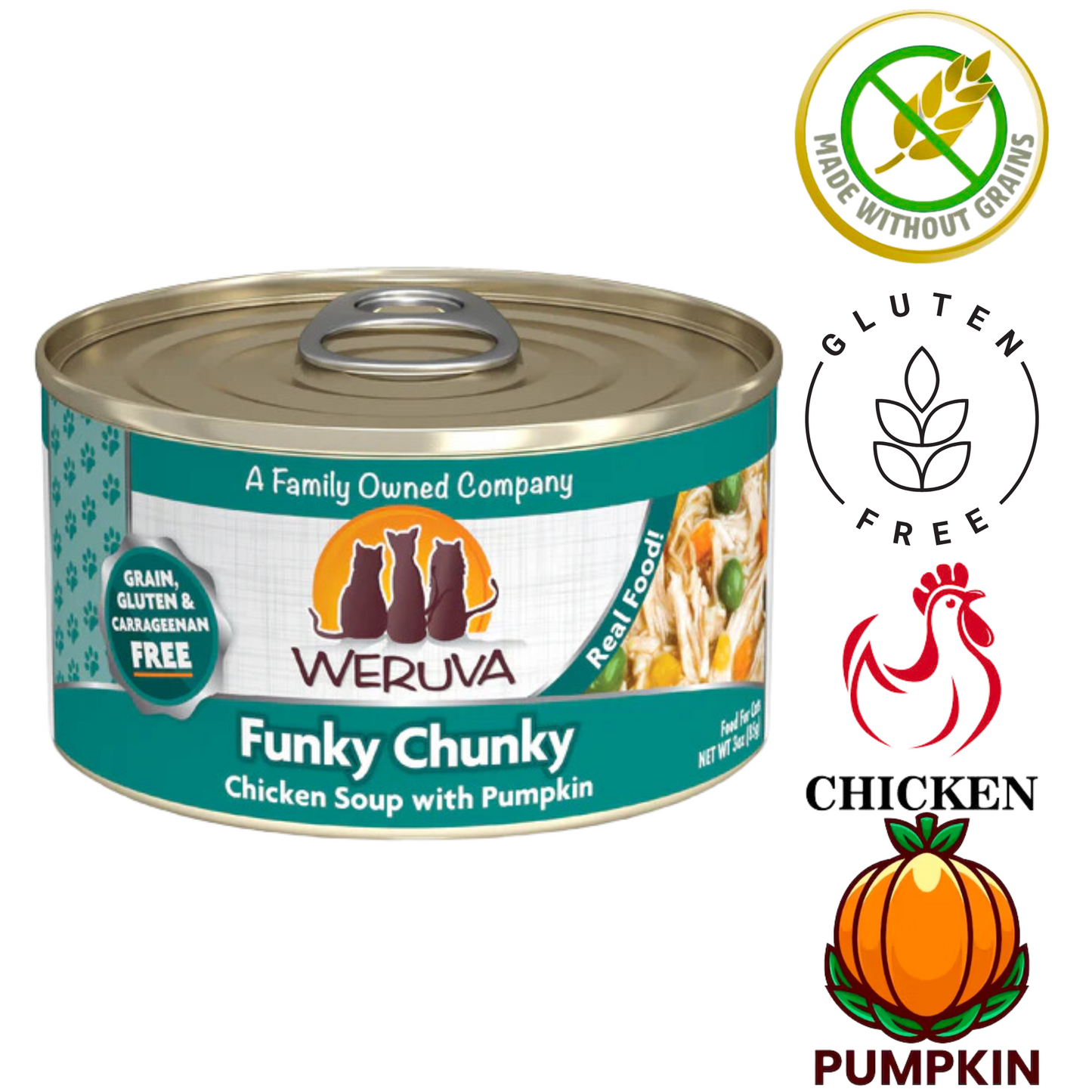 Weruva Funky Chunky Chicken Soup Canned Cat Food 3 Oz