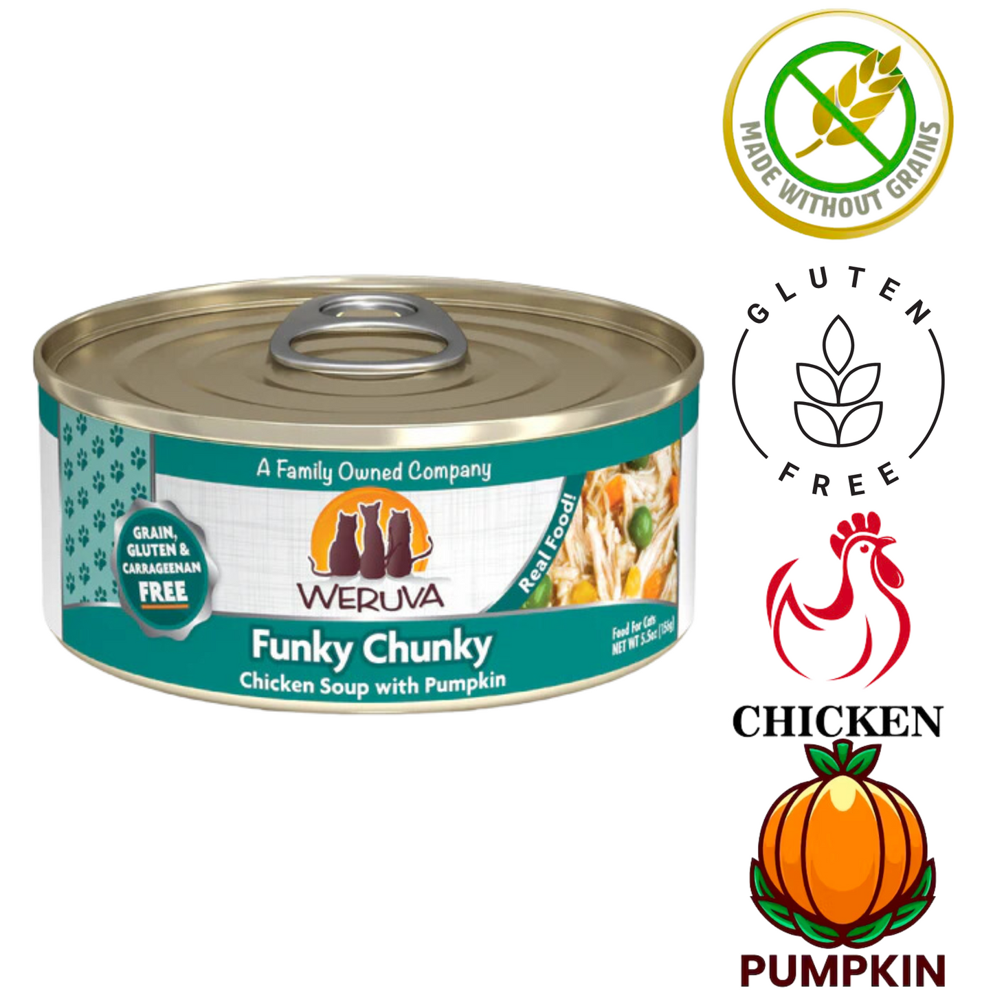 Weruva Funky Chunky Chicken Soup Canned Cat Food 5.5 Oz