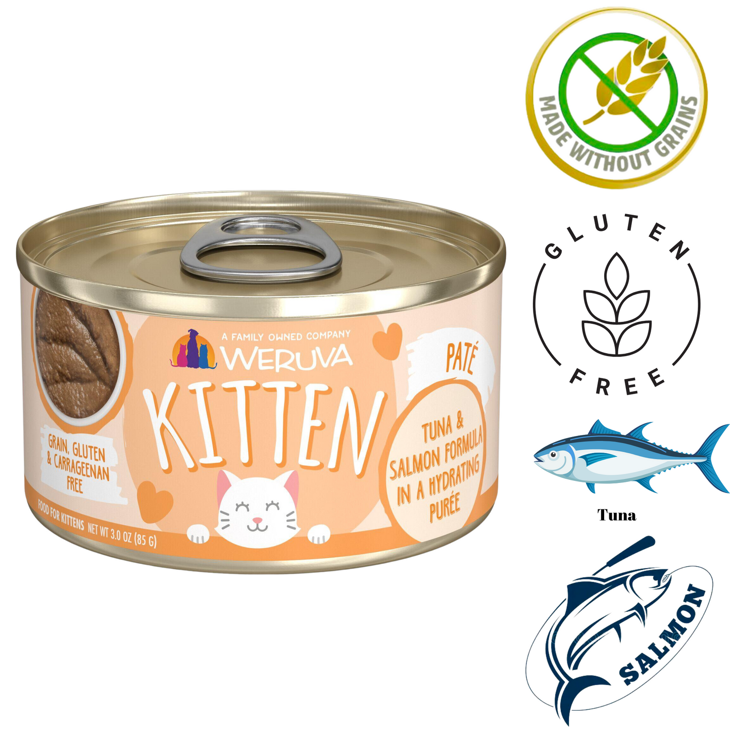 Weruva - Kitten Tuna & Salmon Hydrating Puree Canned Cat Food - 3 Oz