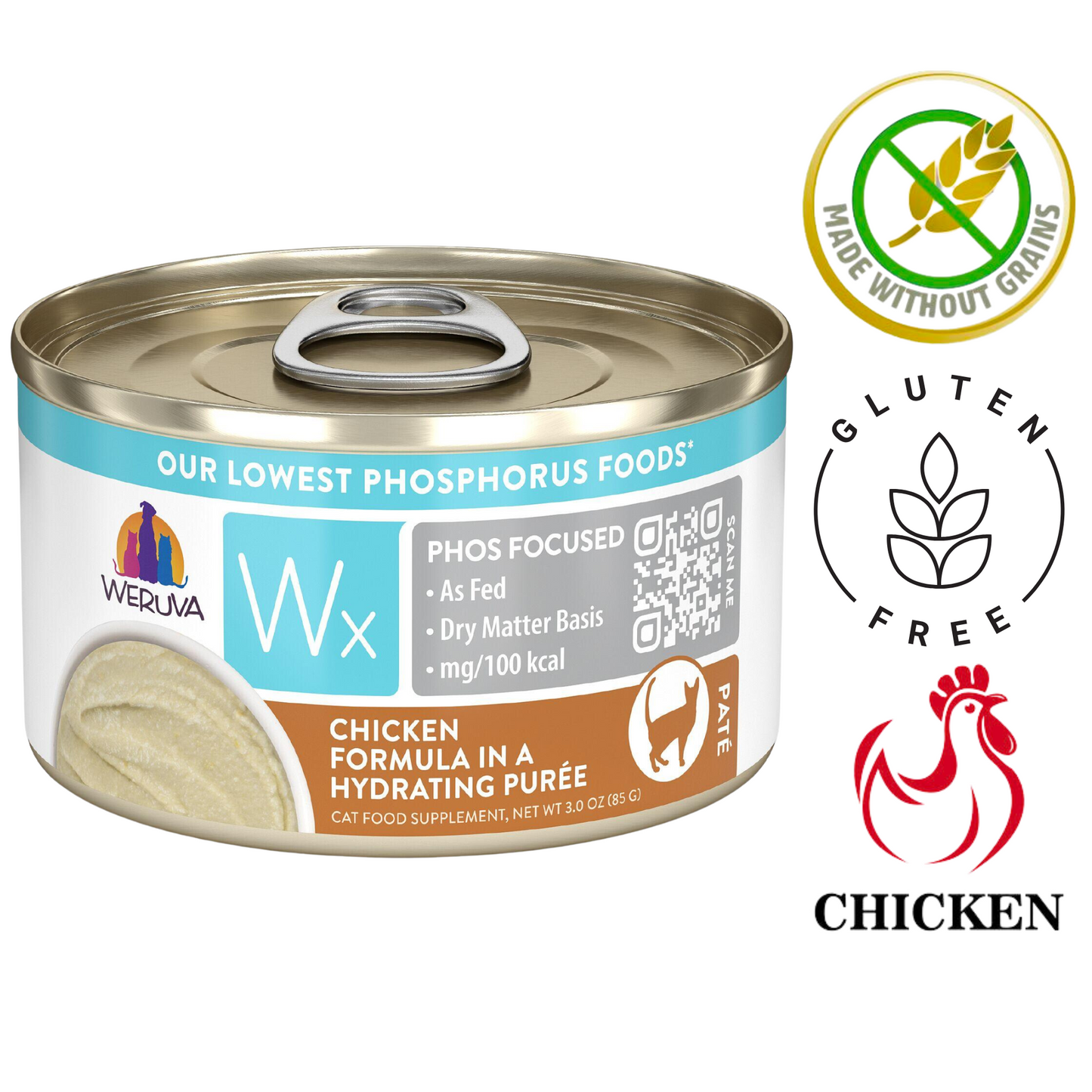 Weruva - Wx Phos Focused Chicken Puree Wet Cat Food - 3 Oz