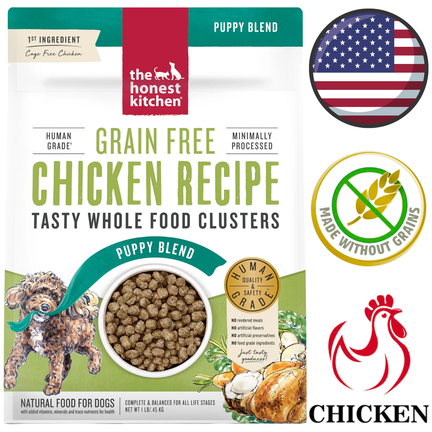 The Honest Kitchen - Grain Free Whole Food Clusters Chicken Puppy Dog Food — main