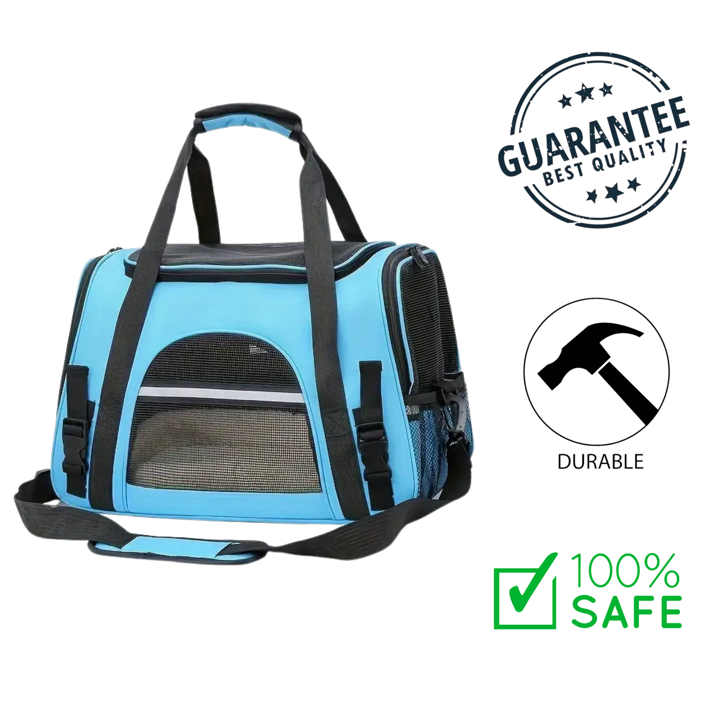 Ashario Pets - Ultra Comfort Portable Pet Travel Carrier Bag - Blue