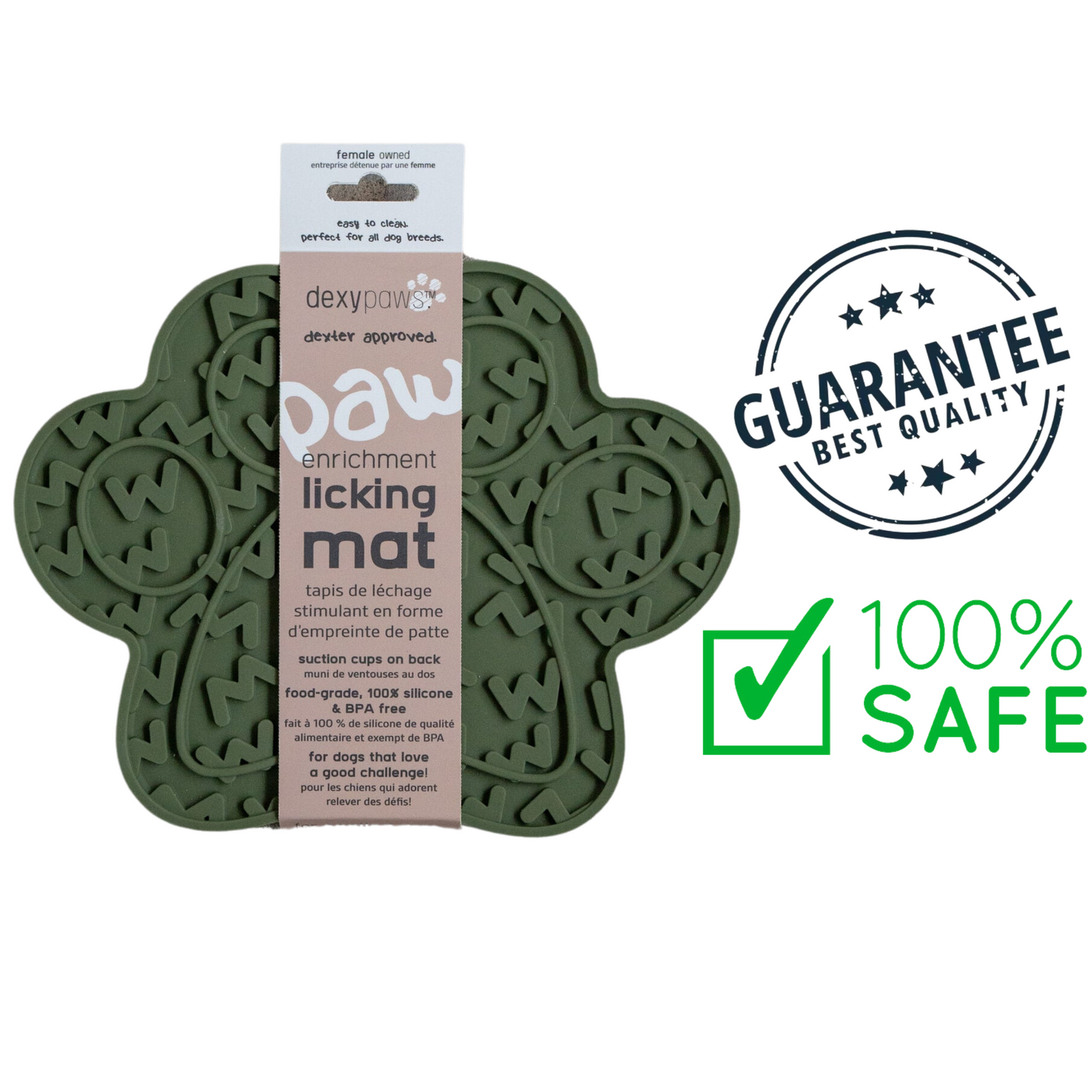 Dexypaws - Army Green Paw Print Enrichment Licking Mat