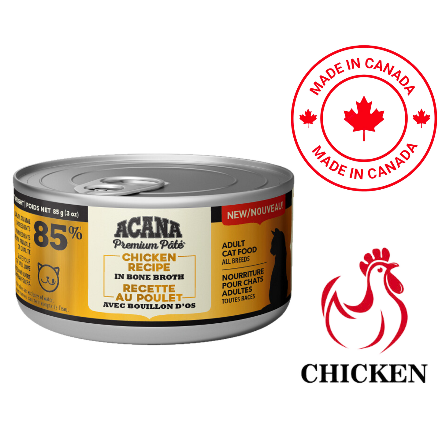 Acana - Chicken in Bone Broth Canned Cat Food - 3 Oz