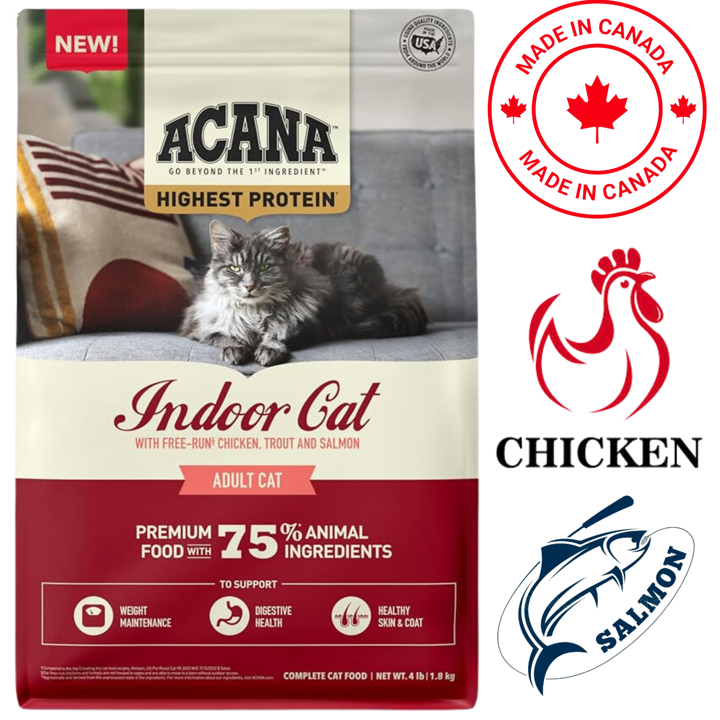 Acana - Highest Protein Indoor Adult Dry Cat Food - 4 lb