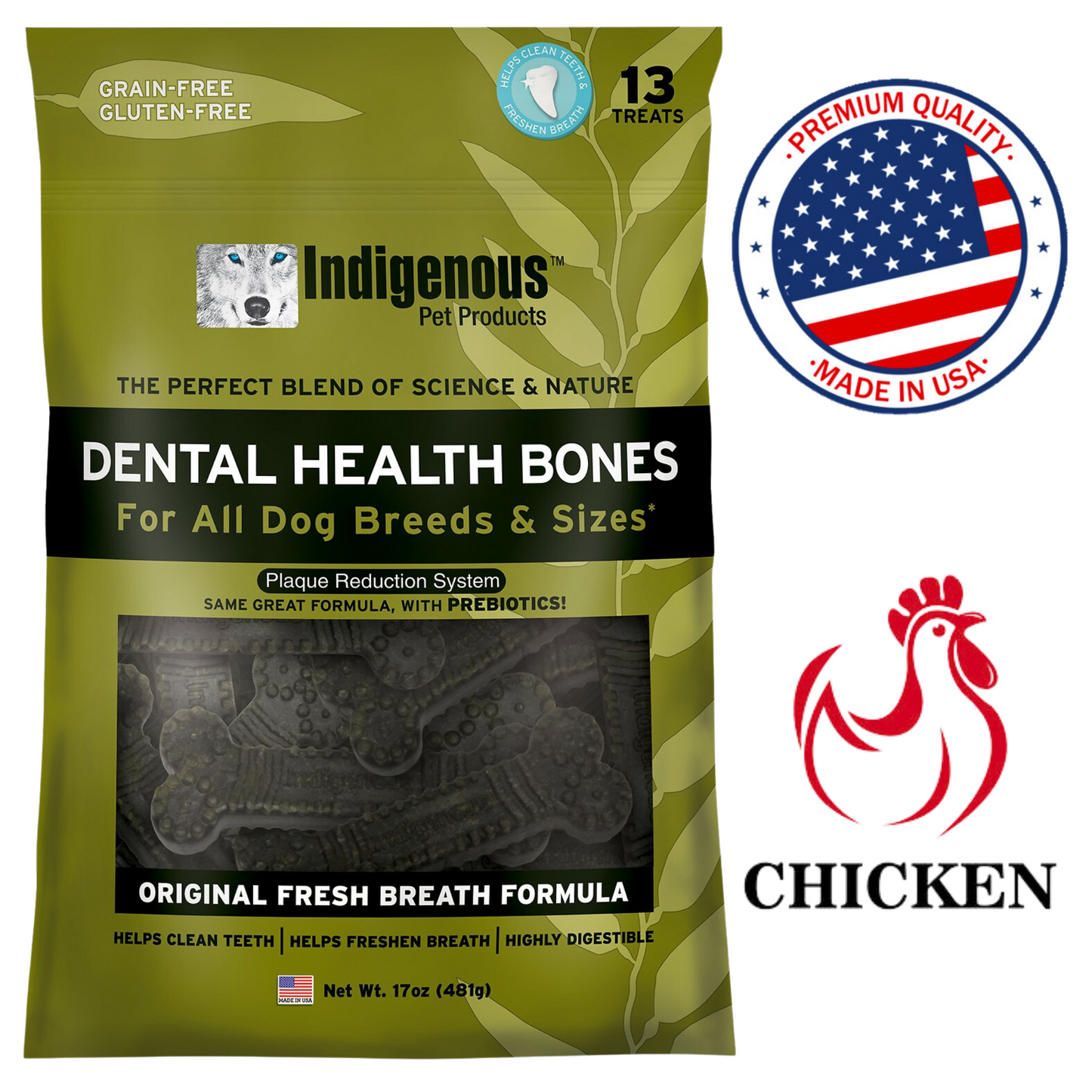 Indigenous Pet - Dental Health Bones Original Fresh Breath Dog Treats