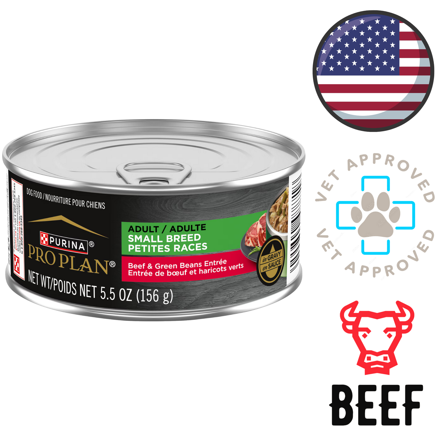Purina - Pro Plan Small Breed Beef & Green Beans In Gravy Canned Dog Food - 5.5 Oz