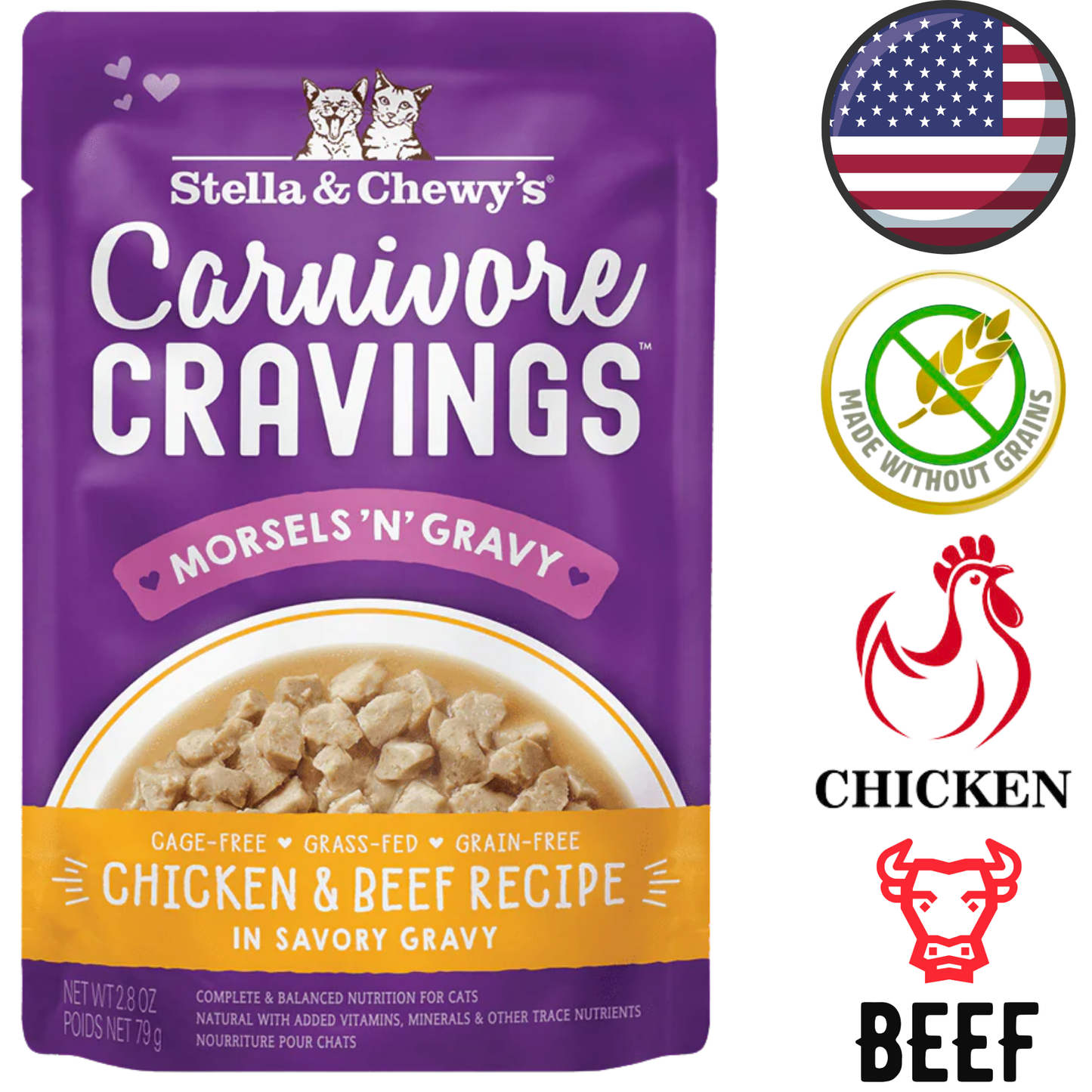 Stella & Chewy's - Carnivore Cravings Morsels'N'Gravy Chicken & Beef Wet Cat Food - 2.8 Oz