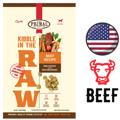 Primal - Kibble In The Raw Beef Freeze Dried Dog Food - 1.5 lb