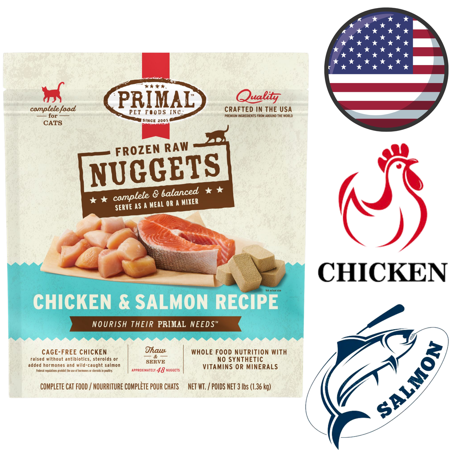 Primal - Chicken & Salmon Nuggets Freeze Dried Cat Food - 3 lb