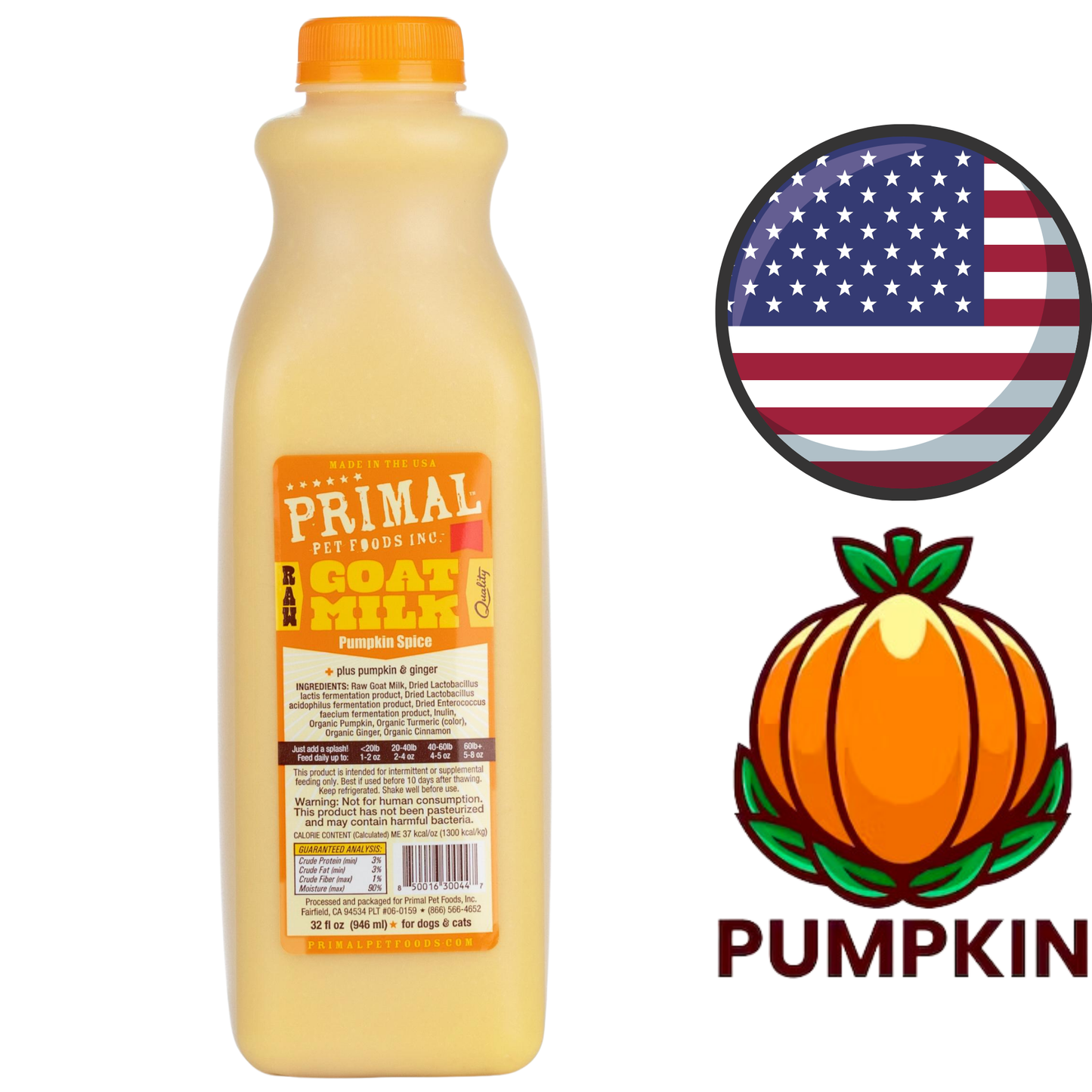 Primal - Frozen Raw Goat Milk Pumpkin Spice - 32 Oz