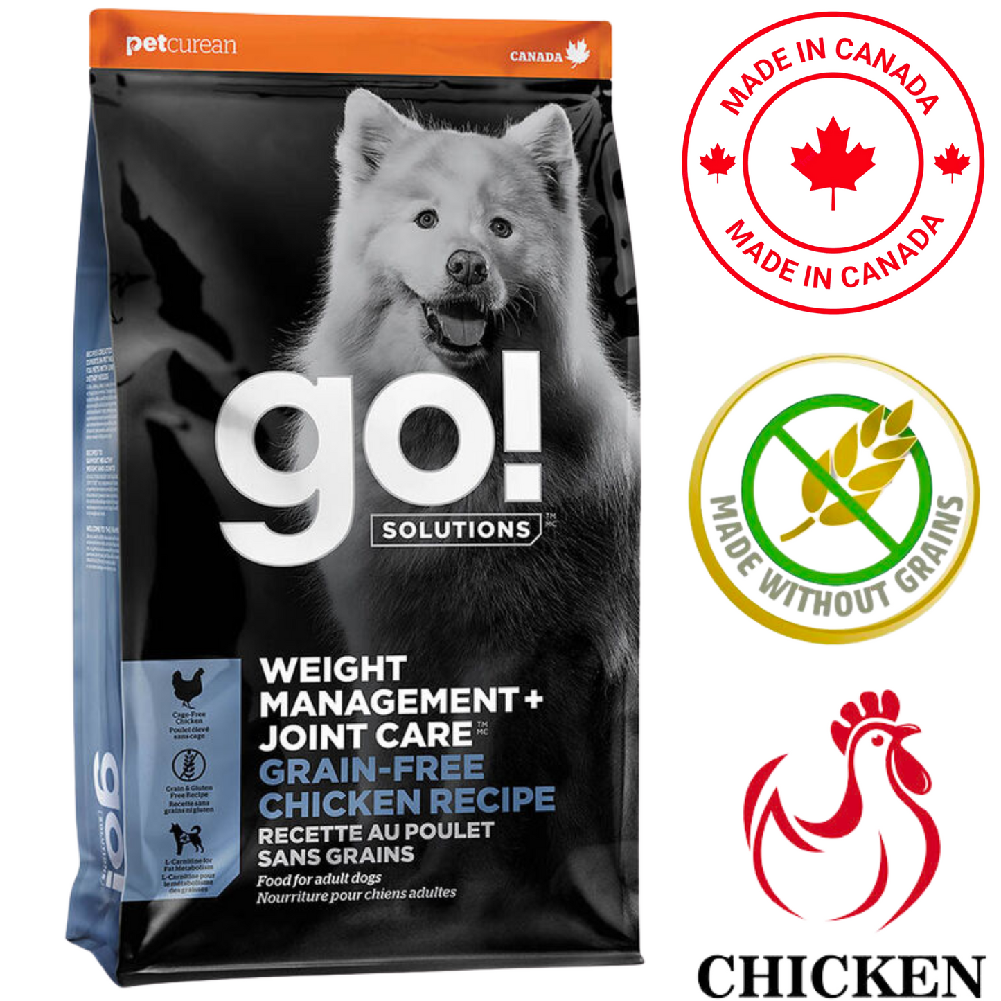 Go! Solutions - Weight Management + Joint Care Grain Free Chicken Dry Dog Food