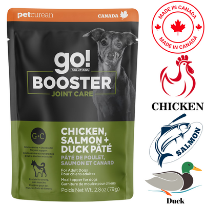 Go! Solutions - Booster Joint Care Chicken, Salmon + Duck Pate Wet Dog Food Topper - 2.8 Oz