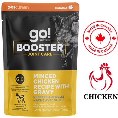 Go! Solutions - Booster Joint Care Minced Chicken With Gravy Wet Dog Food Topper - 2.8 Oz