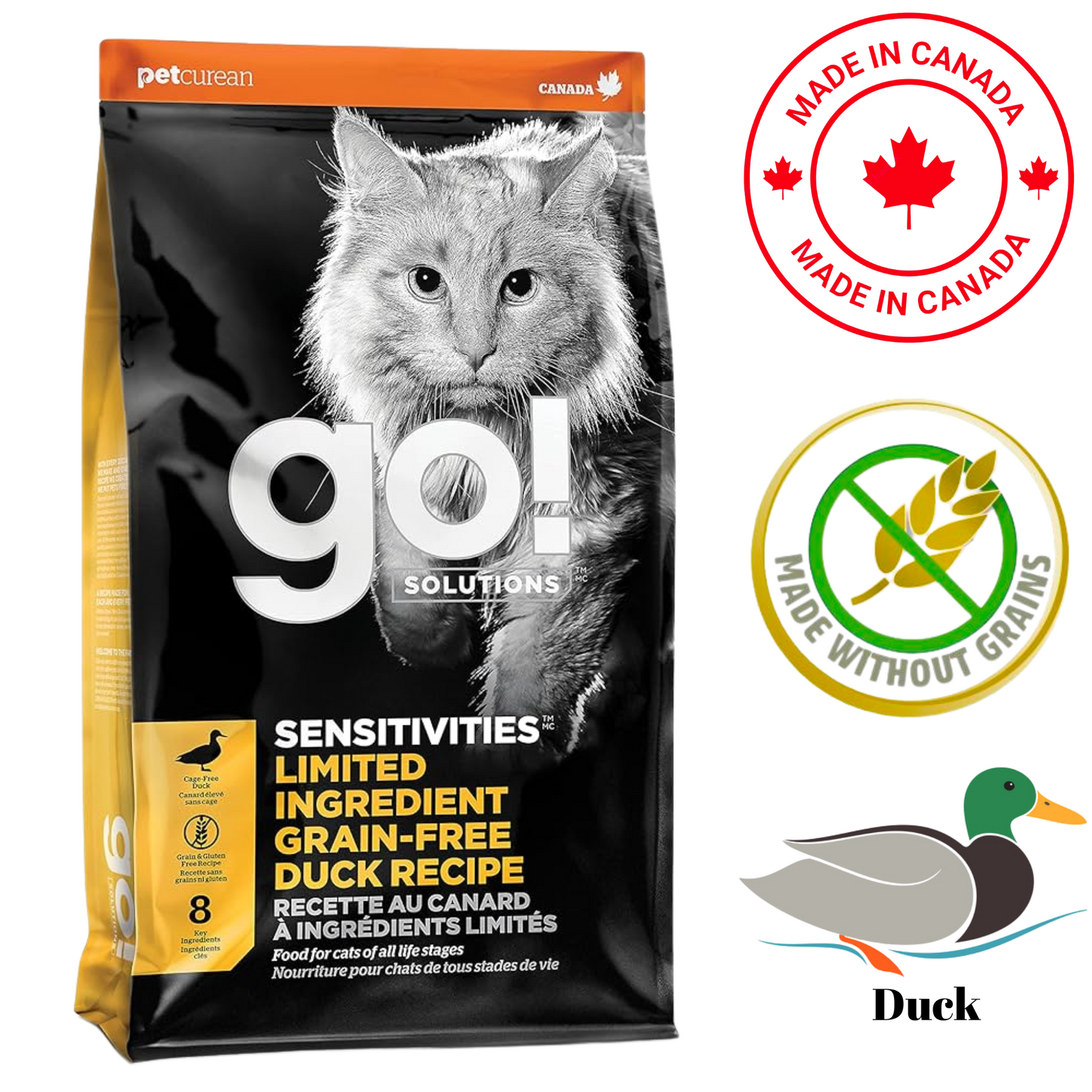 Go! Solutions - Sensitivities Limited Ingredient Grain Free Duck Dry Cat Food - 3 lb