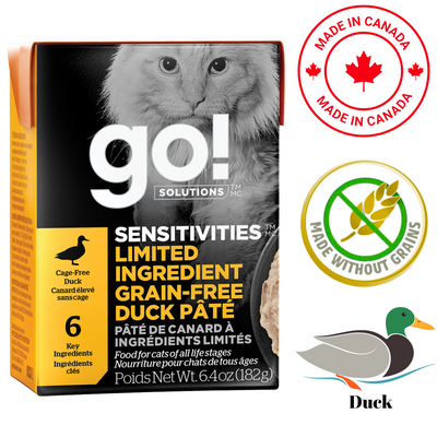 Go! Solutions - Sensitivities Limited Ingredient Grain Free Duck Pate Wet Cat Food - 6.4 Oz