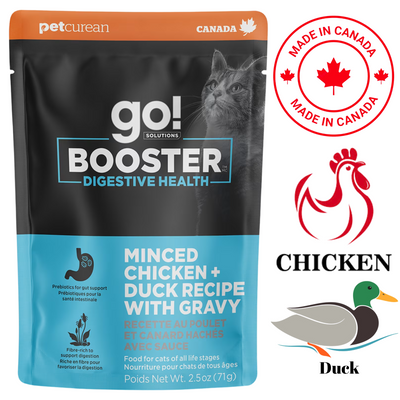 Go! Solutions - Booster Digestive Health Minced Chicken + Duck With Gravy Wet Cat Food Topper - 2.5 Oz