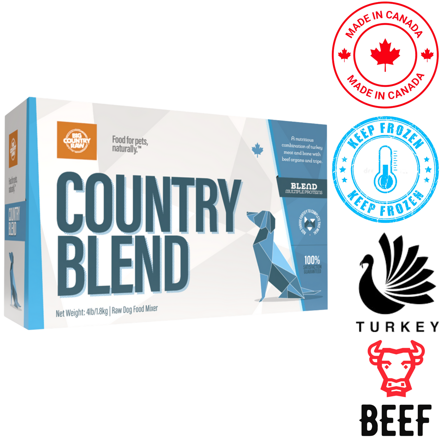Big Country Raw - Country Blend Carton Raw Dog Food - 4lb