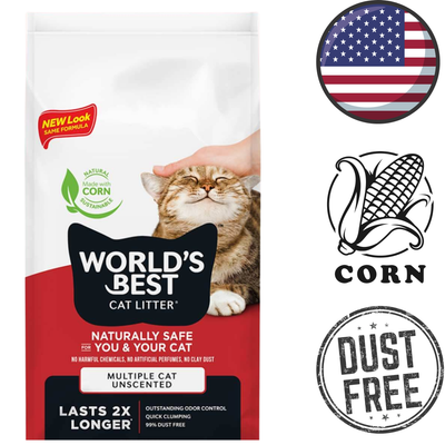 World's Best Cat Litter - Multiple Cat Unscented Cat Litter - 7 lb