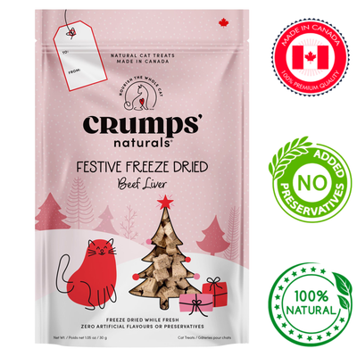 Crumps' Natural - Holiday Festive Beef Freeze Dried Cat Treats - 30 Grams