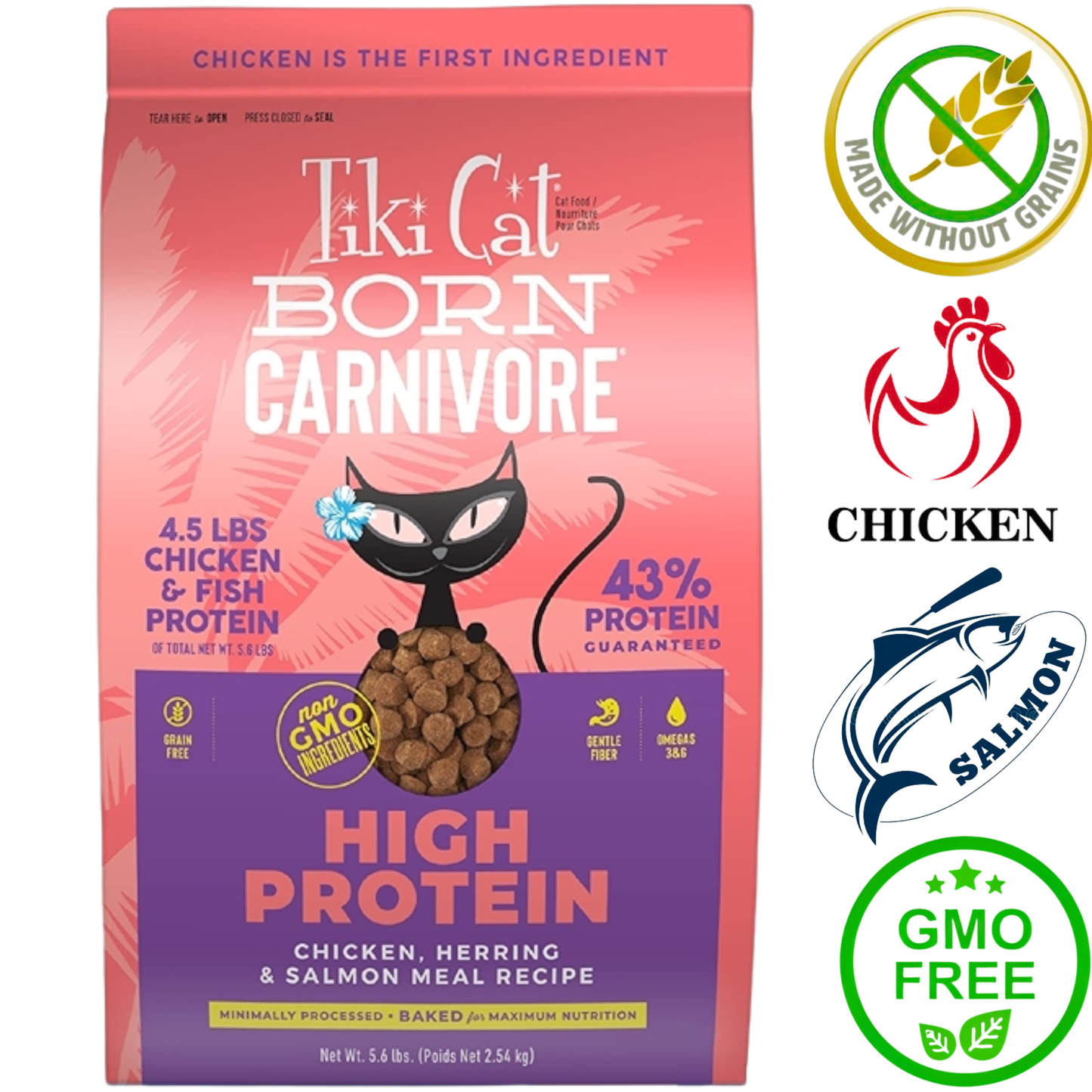 Tiki Cat - Born Carnivore High Protein Chicken, Herring & Salmon Dry Cat Food - 2.8 lb