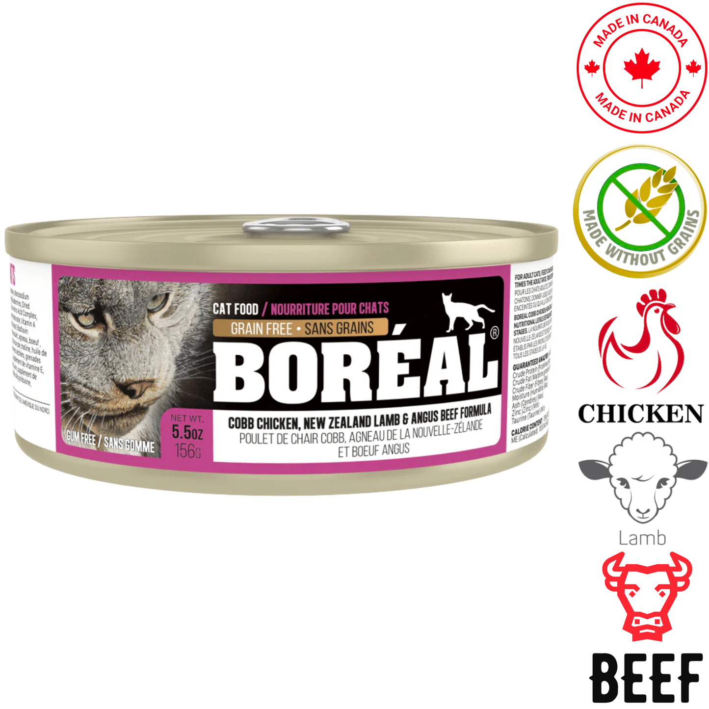 Boreal - Cobb Chicken, New Zealand Lamb & Angus Beef Canned Cat Food - 5.5 Oz