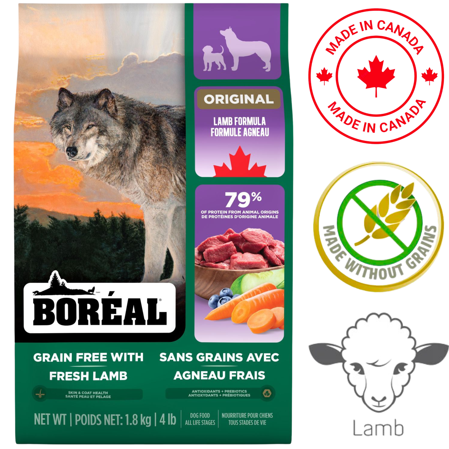 Boreal - Original Grain Free Lamb Dry Dog Food - 4 lb