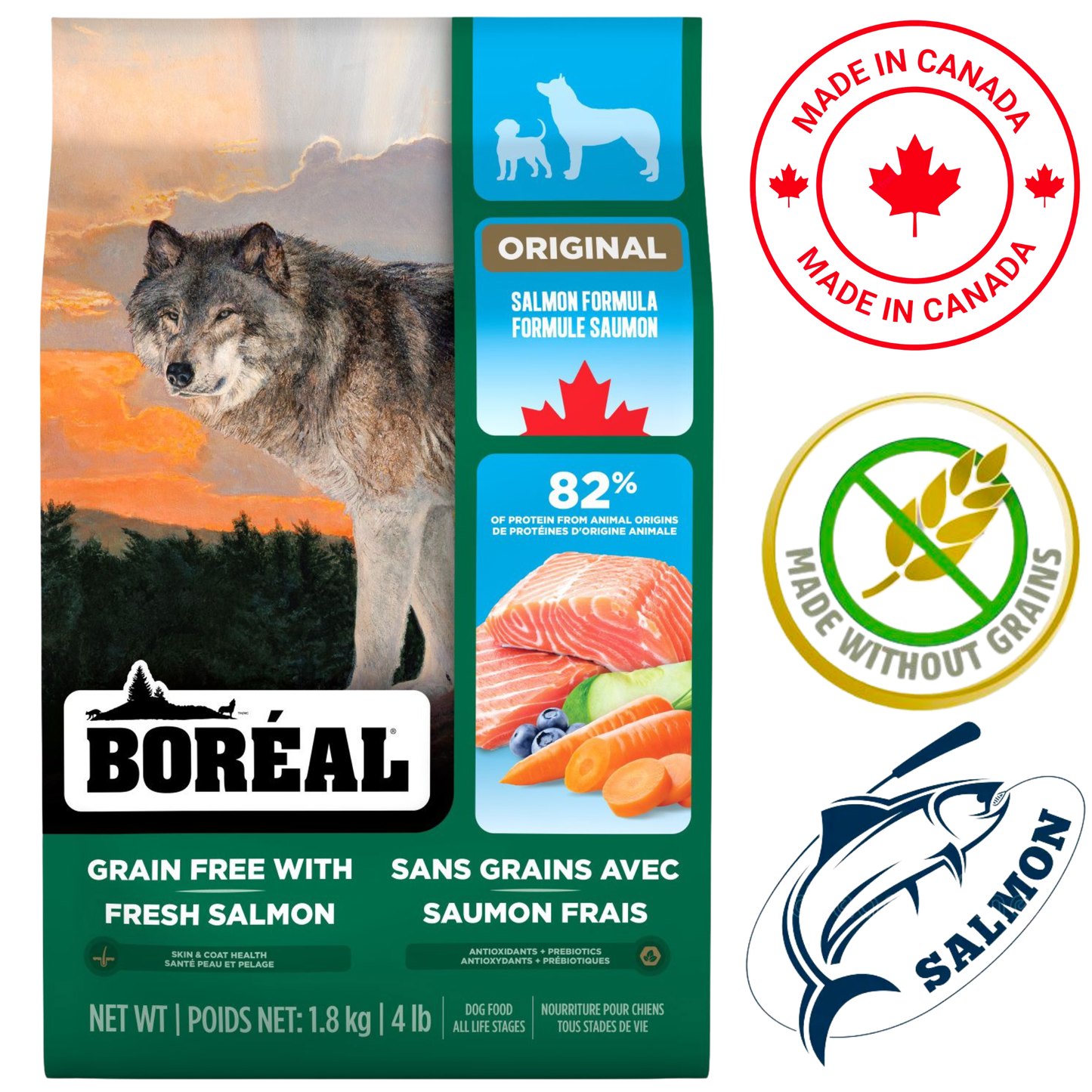 Boreal - Original Grain Free Salmon Dry Dog Food - 4 lb