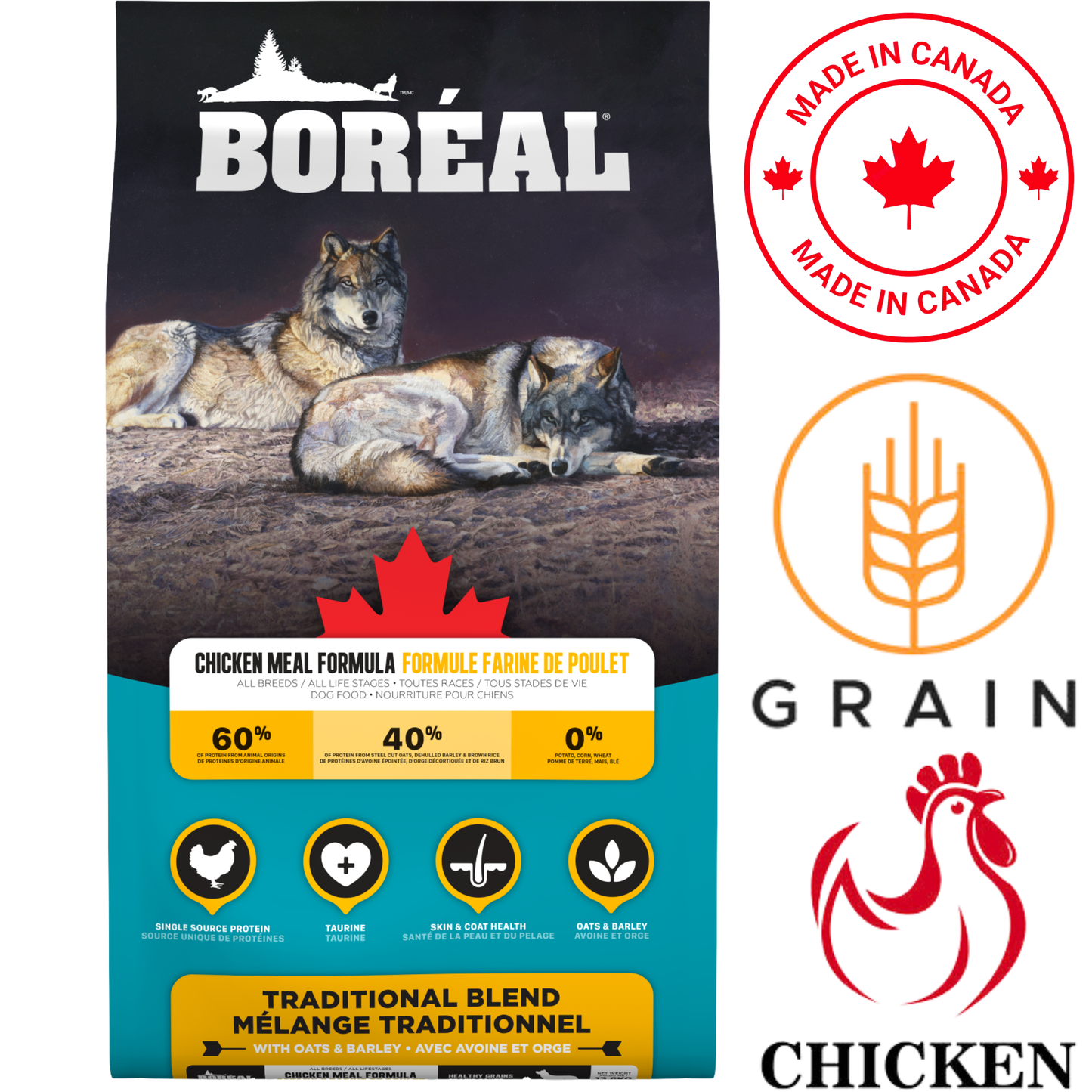 Boreal - Traditional Blend Chicken Dry Dog Food - 37 lb
